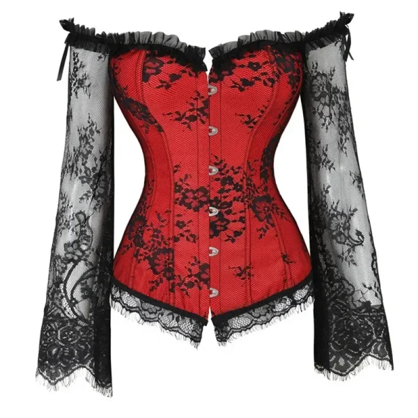 corset long rouge noir