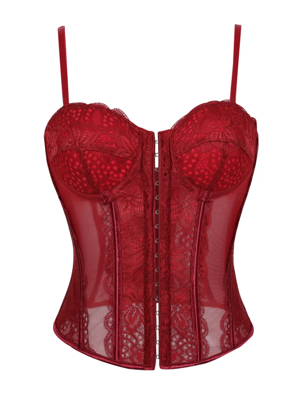 corset transparent rouge