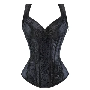 bustier corset noir fleuri