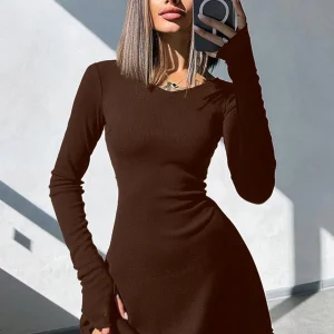 robe corset marron élégante