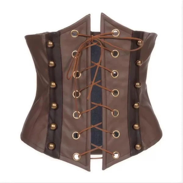 corset en cuir marron