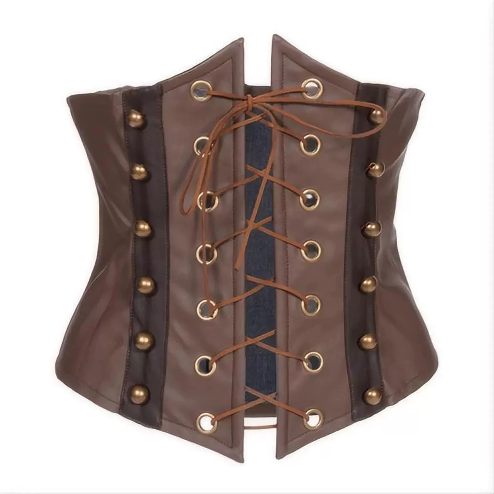 corset en cuir marron