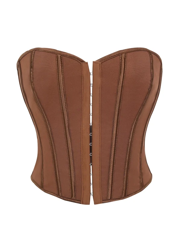 Corset boutonné marron élégant
